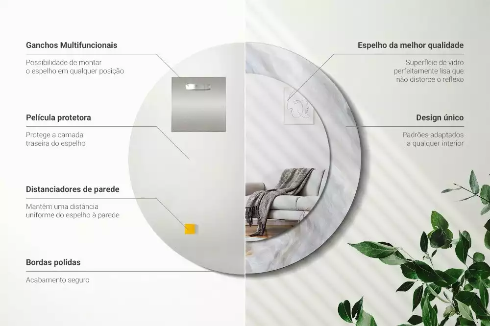 Ronde spiegel met decoratie Abstract marmer