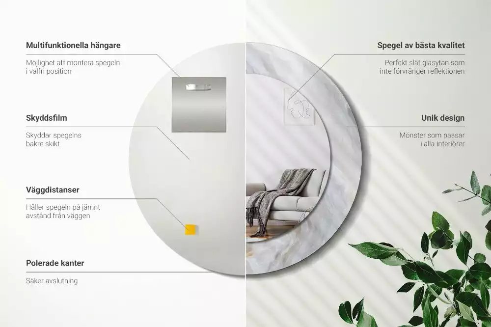 Ronde spiegel met decoratie Abstract marmer