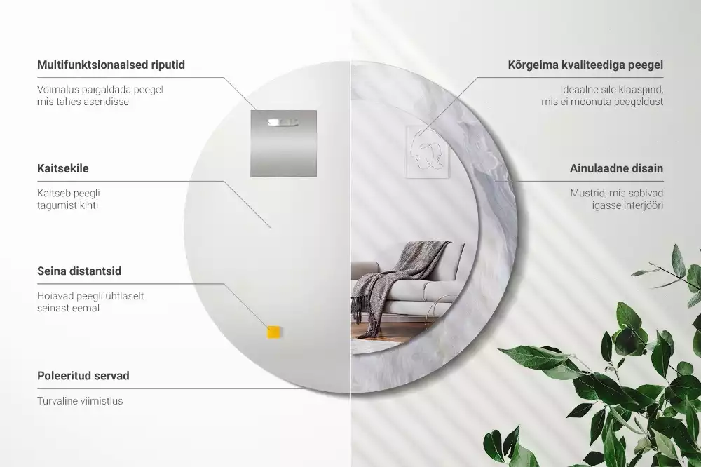 Ronde spiegel met decoratie Abstract marmer