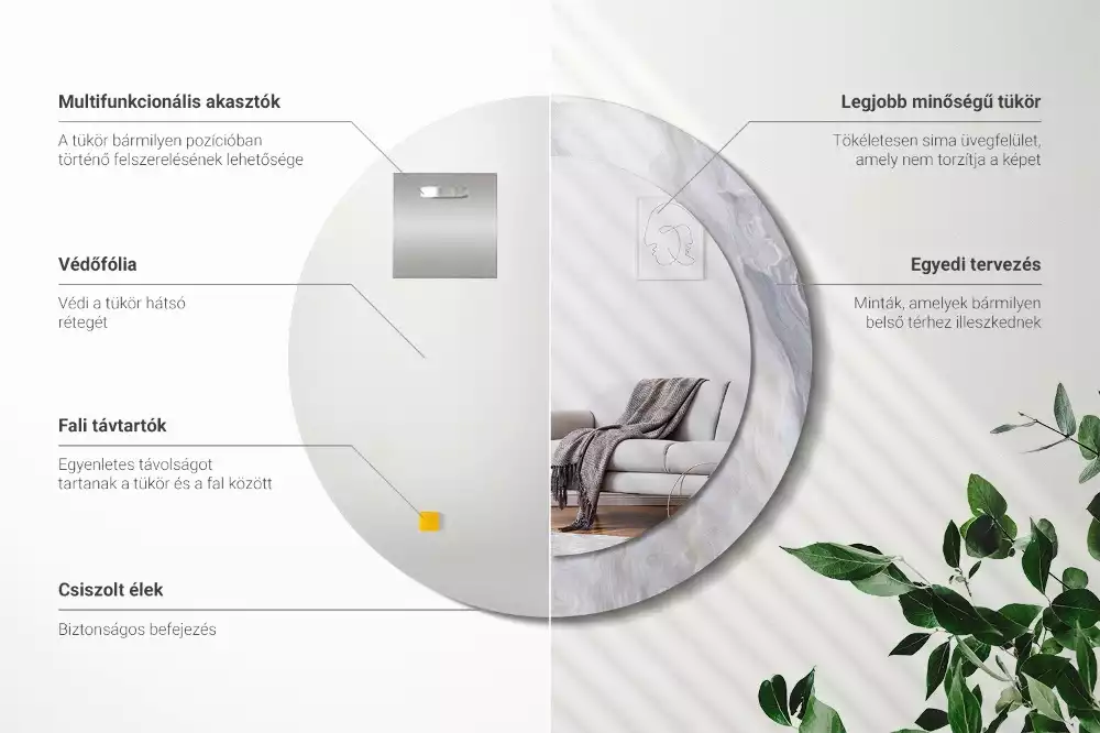 Ronde spiegel met decoratie Abstract marmer