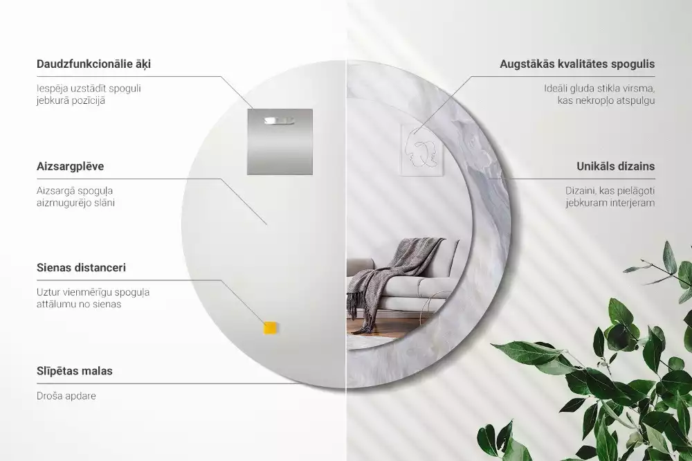 Ronde spiegel met decoratie Abstract marmer