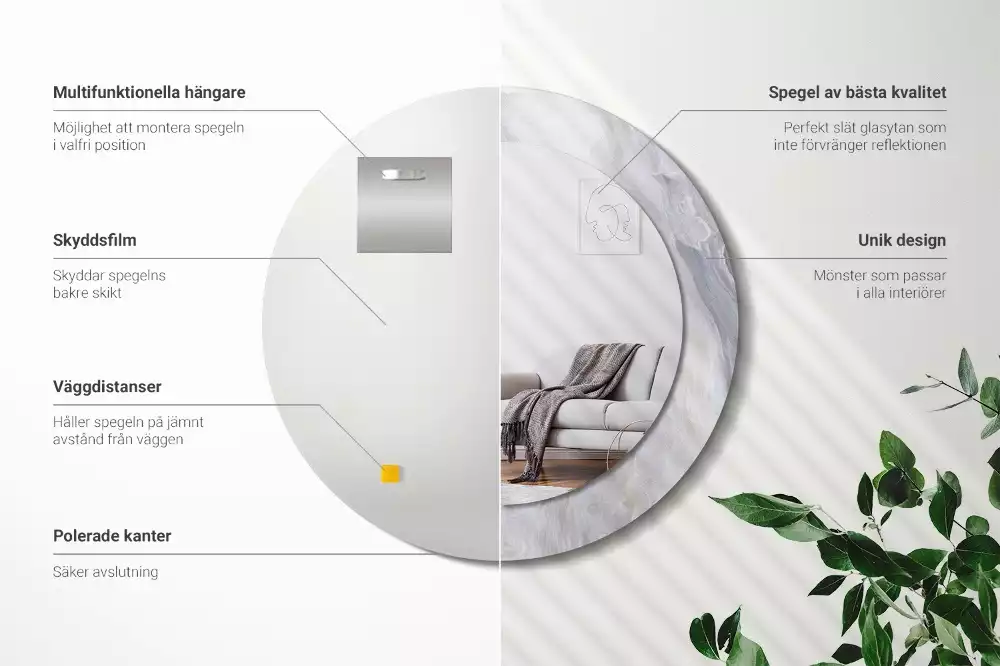 Ronde spiegel met decoratie Abstract marmer