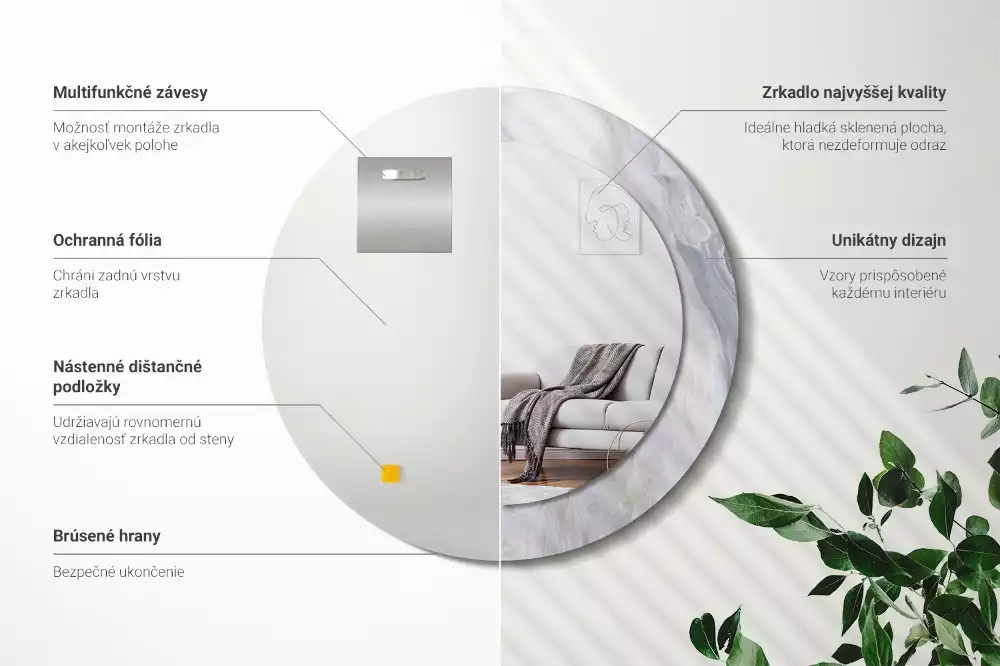 Ronde spiegel met decoratie Abstract marmer