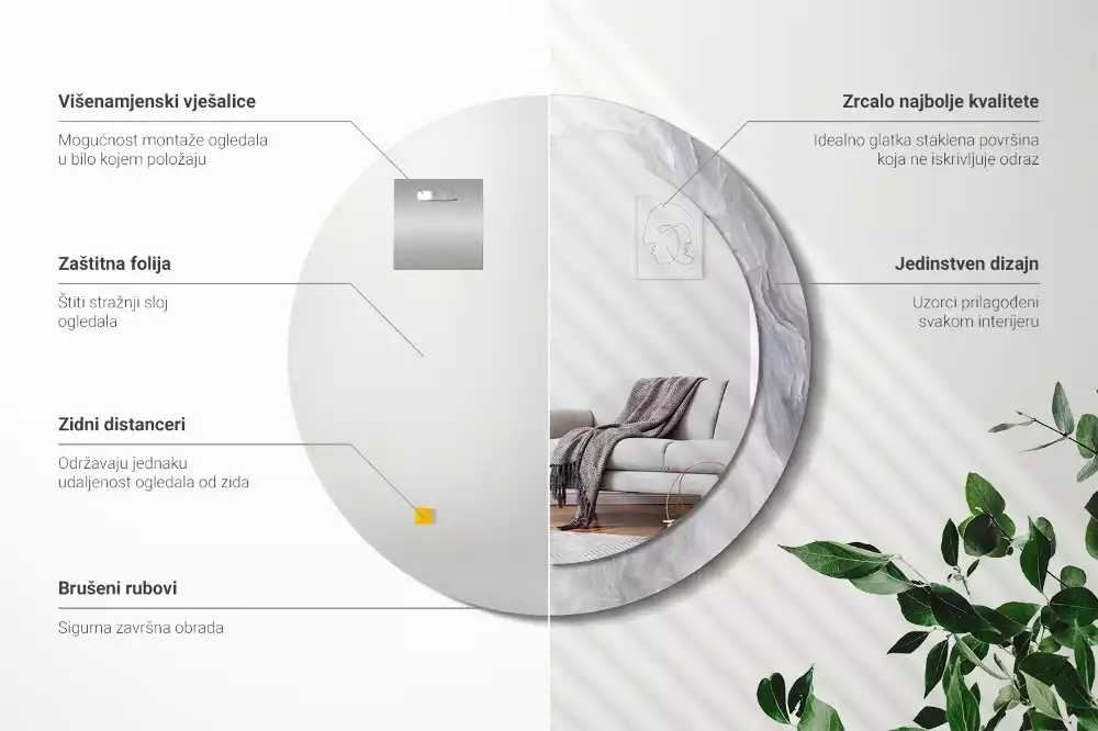 Ronde spiegel met decoratie Abstract marmer