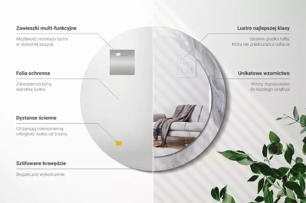 Ronde spiegel met decoratie Abstract marmer