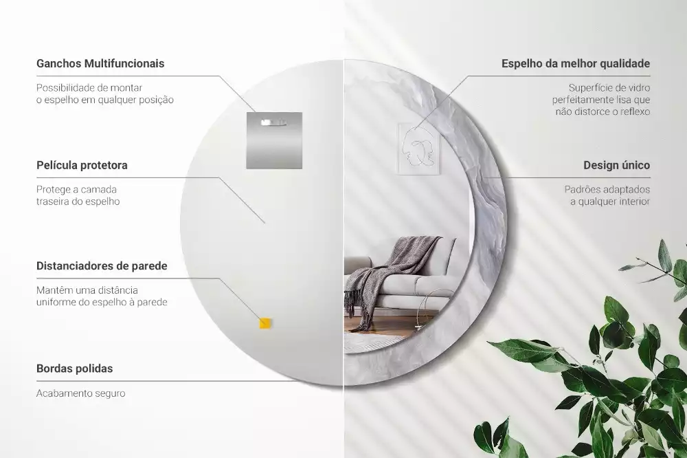 Ronde spiegel met decoratie Abstract marmer