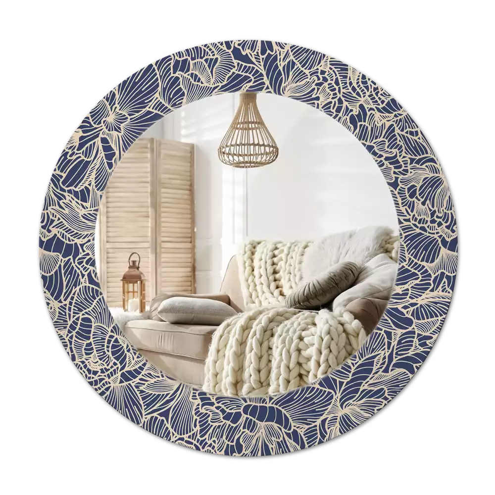 Ronde spiegel met decoratie Bloemen