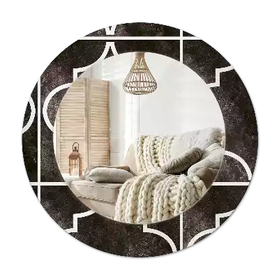 Ronde spiegel met bedrukte lijst Antiek patroon