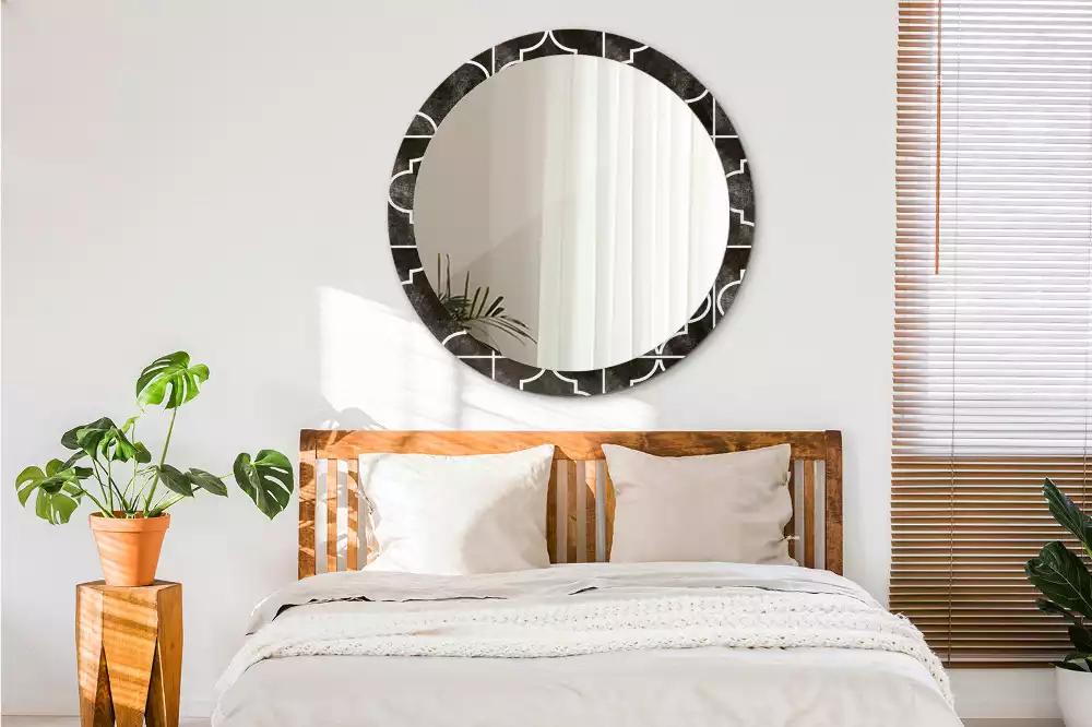 Ronde spiegel met bedrukte lijst Antiek patroon