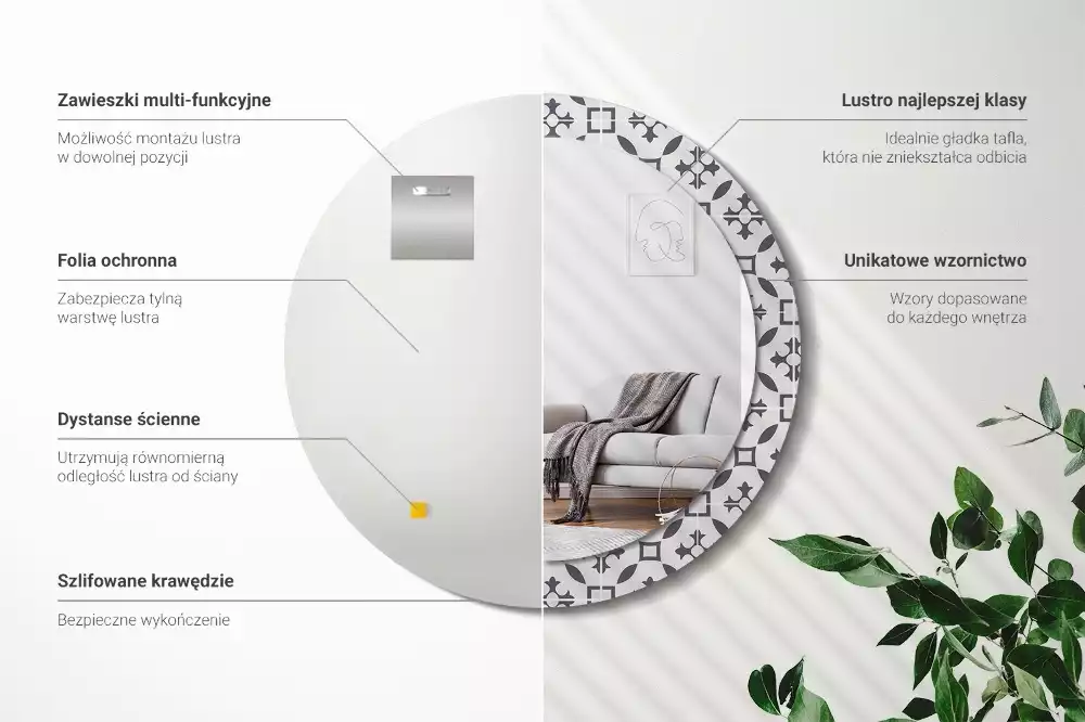 Ronde spiegel met decoratie Tegelpatroon