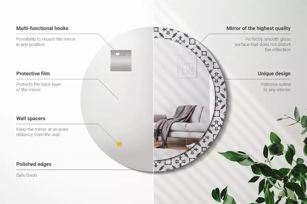 Ronde spiegel met decoratie Tegelpatroon