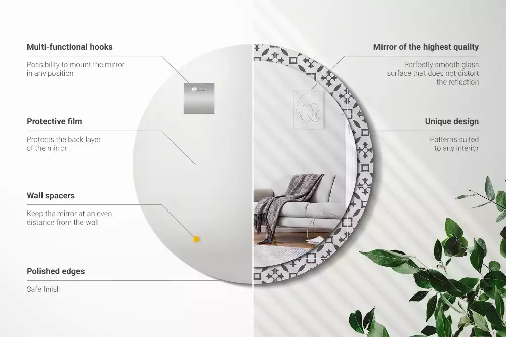 Ronde spiegel met decoratie Tegelpatroon