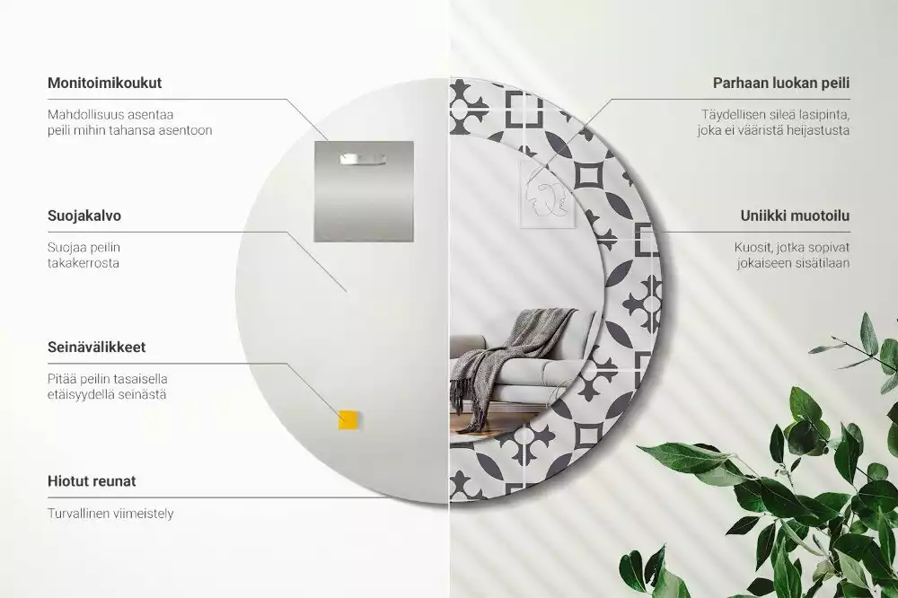 Ronde spiegel met decoratie Tegelpatroon