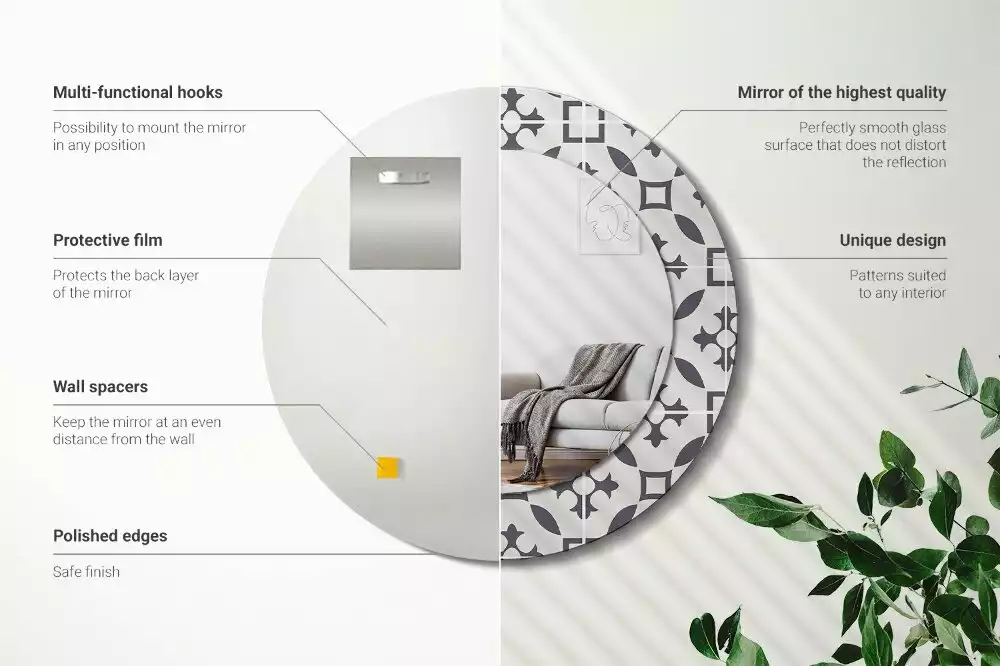 Ronde spiegel met decoratie Tegelpatroon