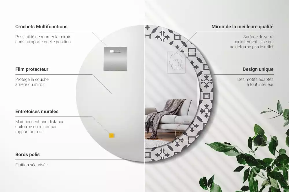 Ronde spiegel met decoratie Tegelpatroon