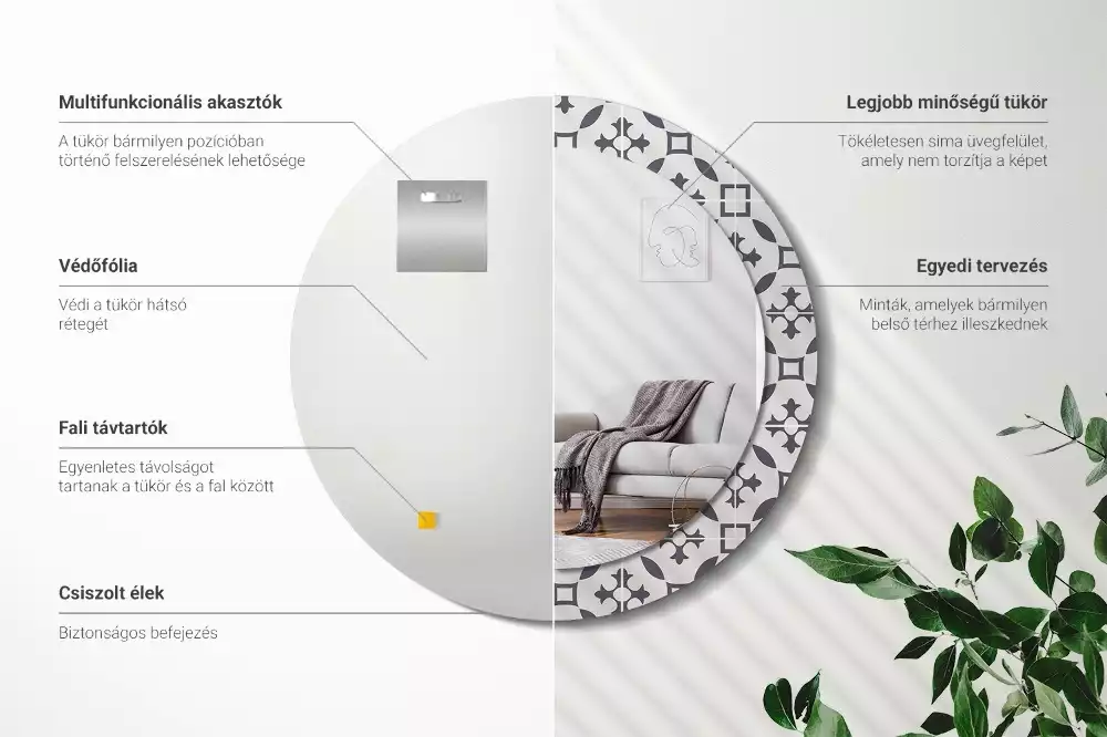 Ronde spiegel met decoratie Tegelpatroon