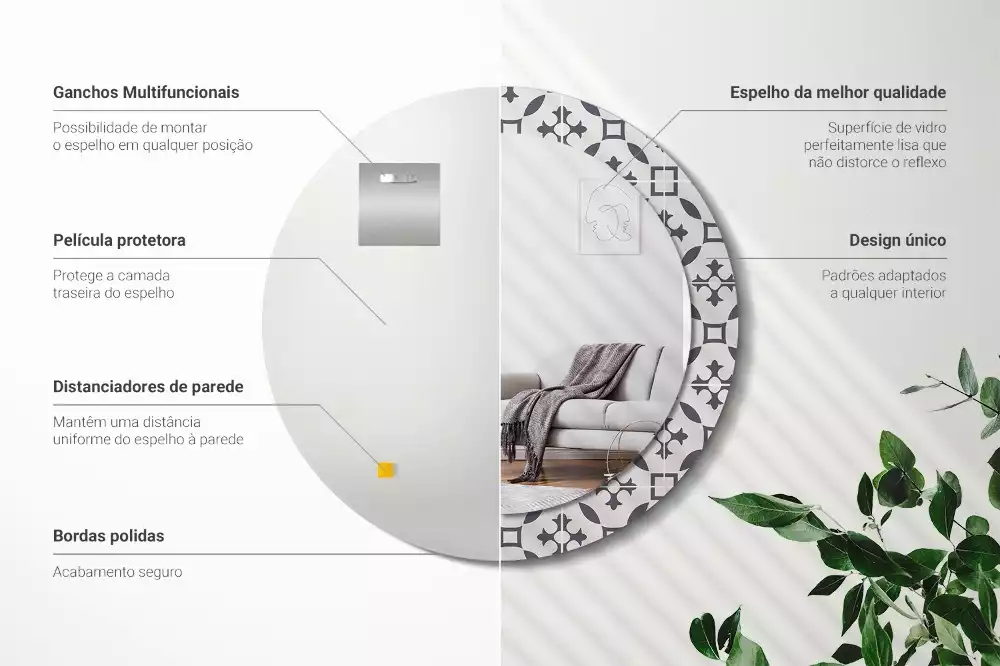 Ronde spiegel met decoratie Tegelpatroon