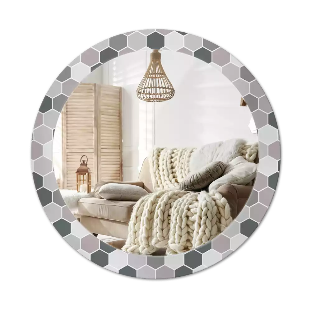 Bedrukte ronde spiegel Zeshoekig patroon