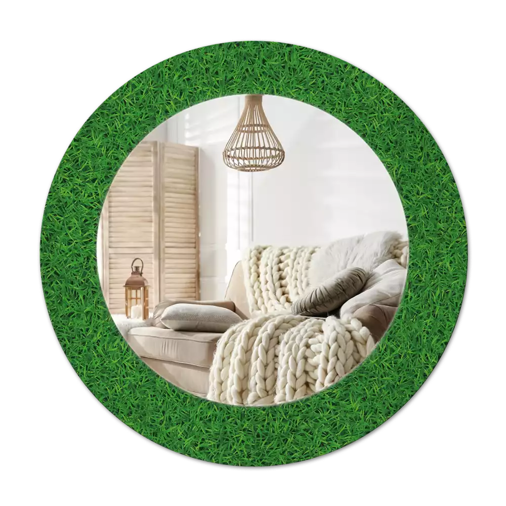 Ronde spiegel met decoratie Groen gras
