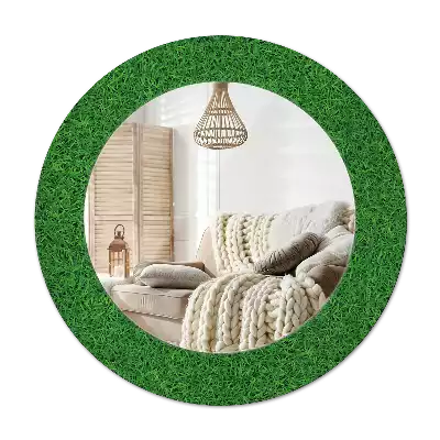 Ronde spiegel met decoratie Groen gras