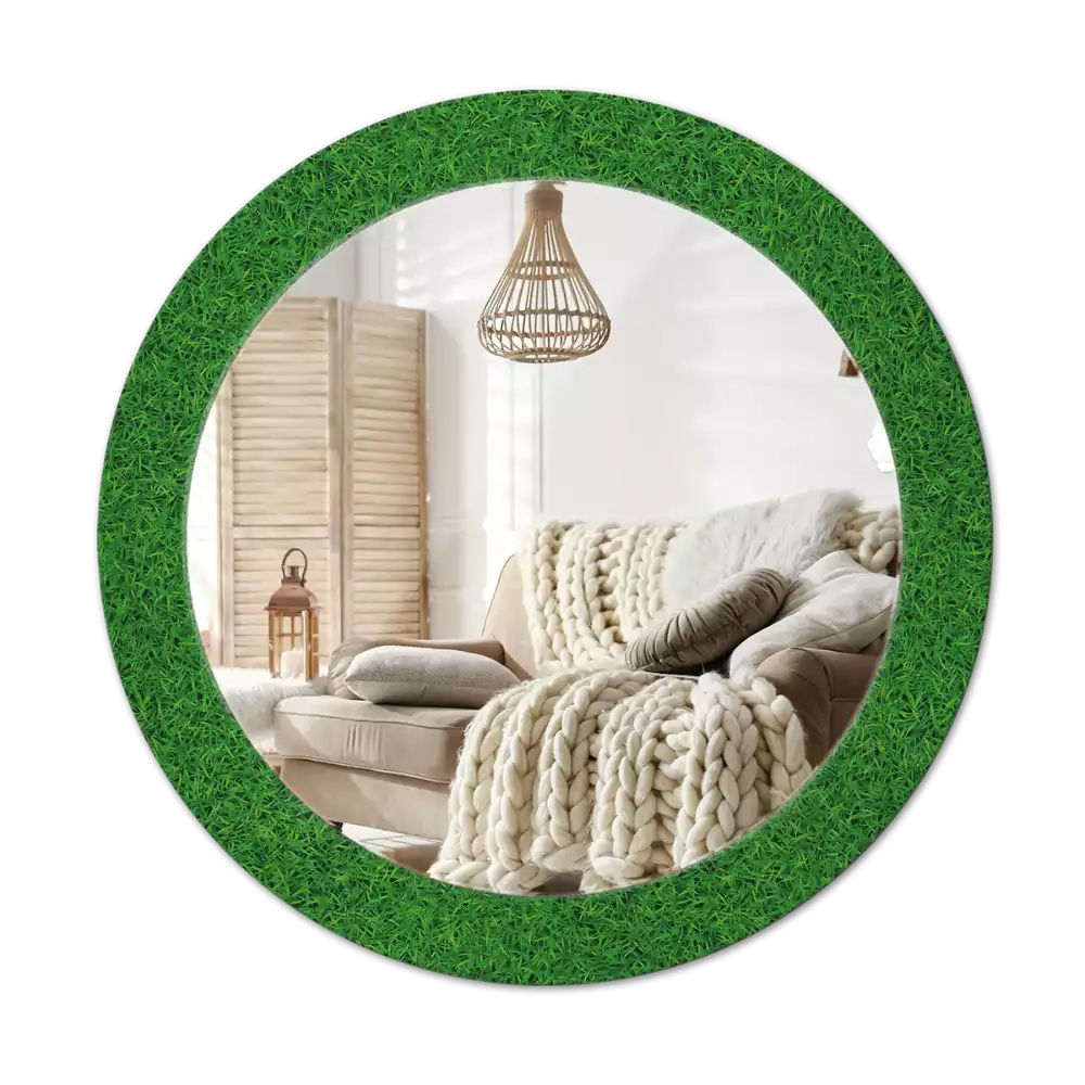 Ronde spiegel met decoratie Groen gras