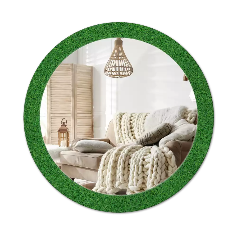 Ronde spiegel met decoratie Groen gras