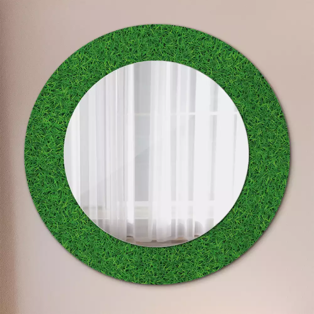 Ronde spiegel met decoratie Groen gras