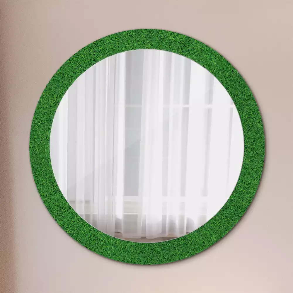 Ronde spiegel met decoratie Groen gras