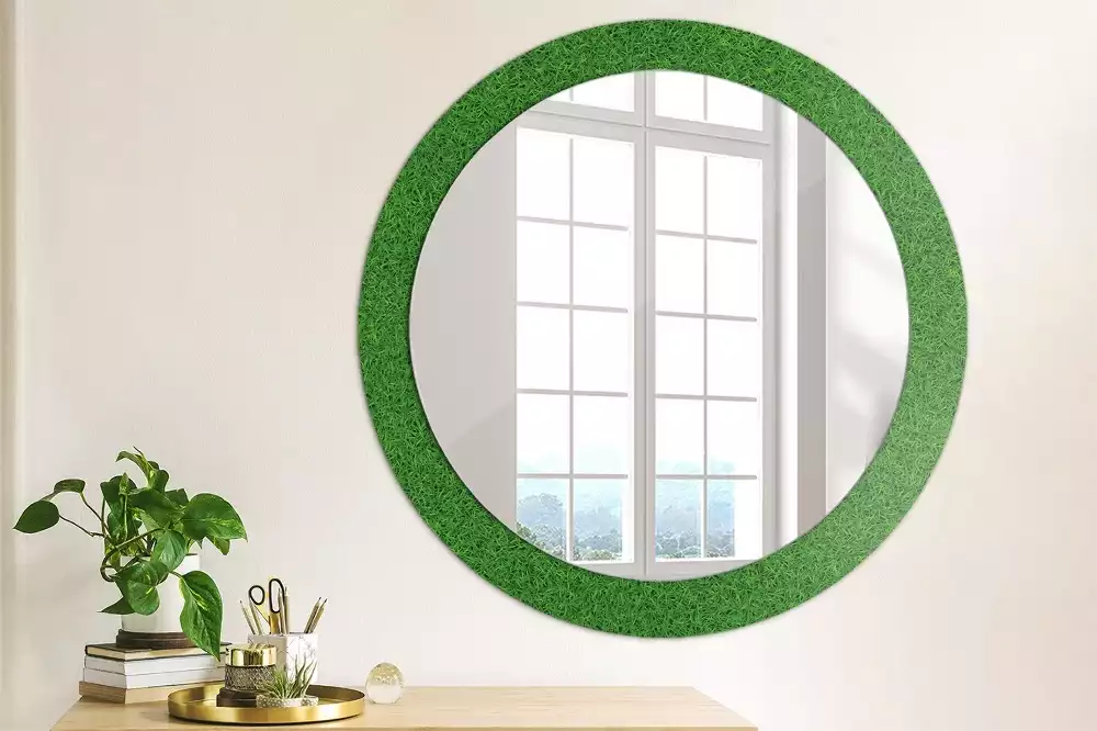 Ronde spiegel met decoratie Groen gras