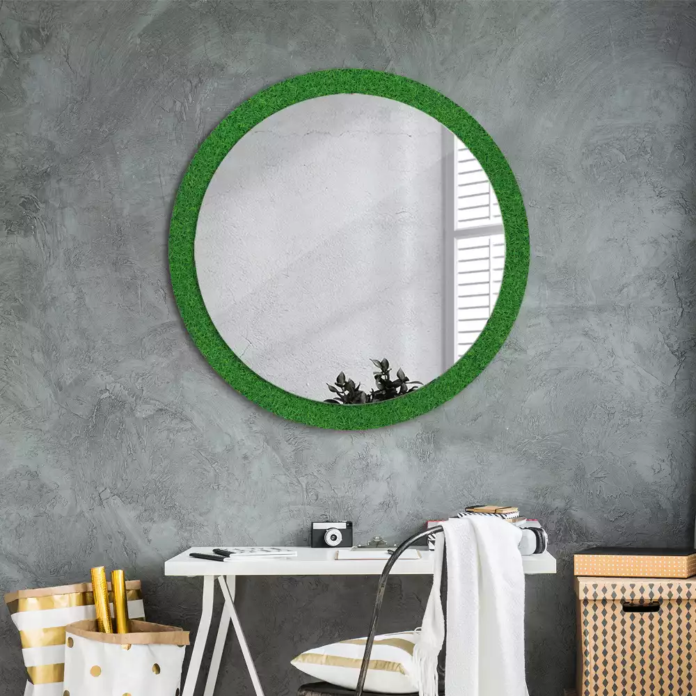 Ronde spiegel met decoratie Groen gras