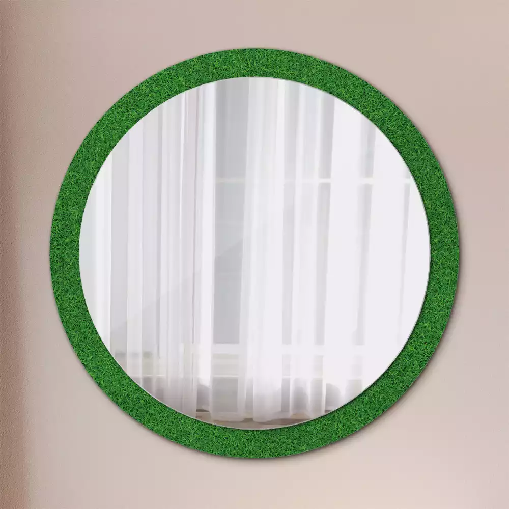 Ronde spiegel met decoratie Groen gras