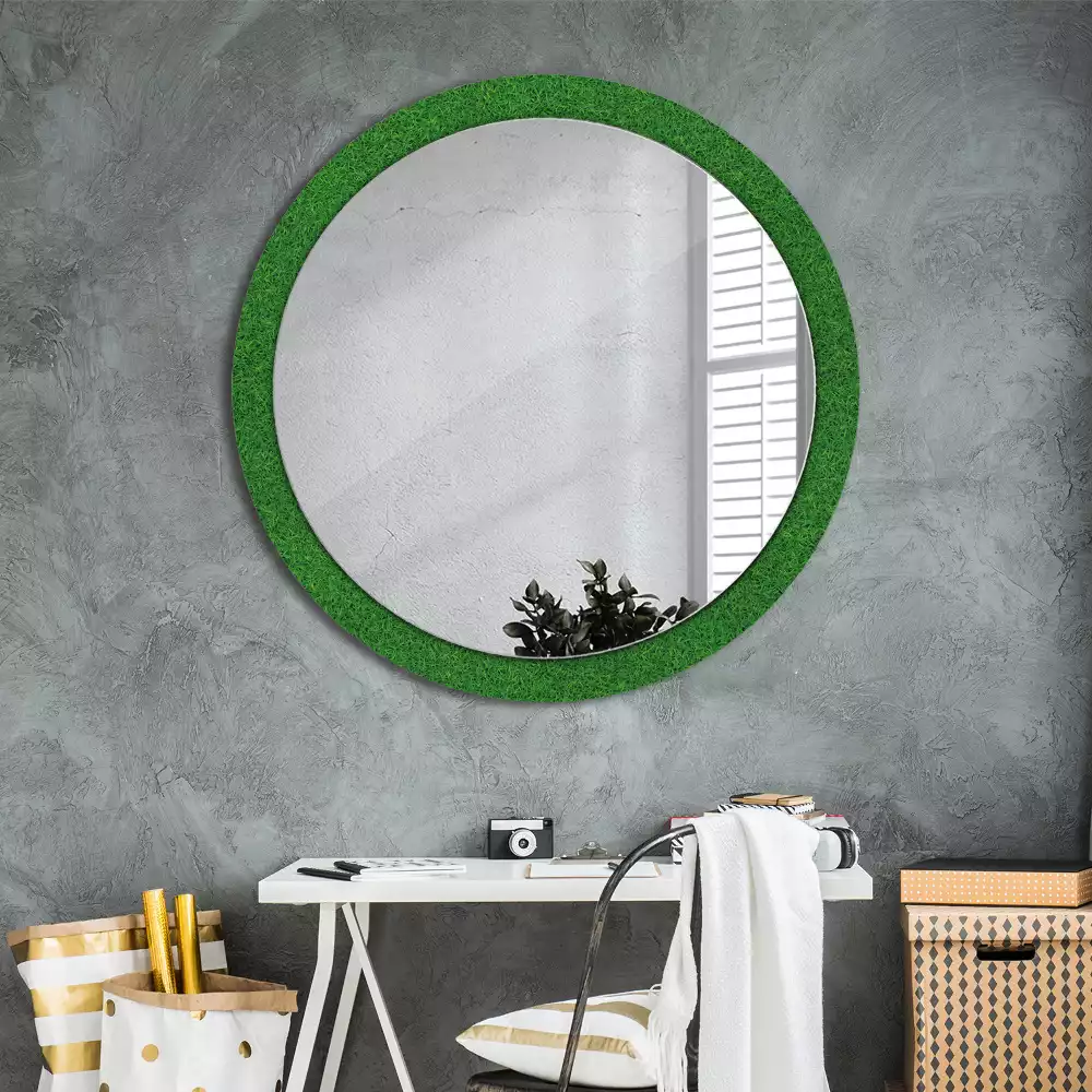 Ronde spiegel met decoratie Groen gras