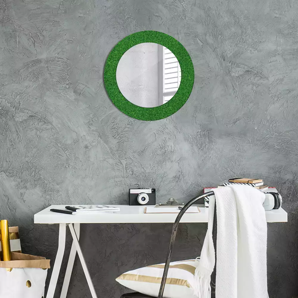 Ronde spiegel met decoratie Groen gras