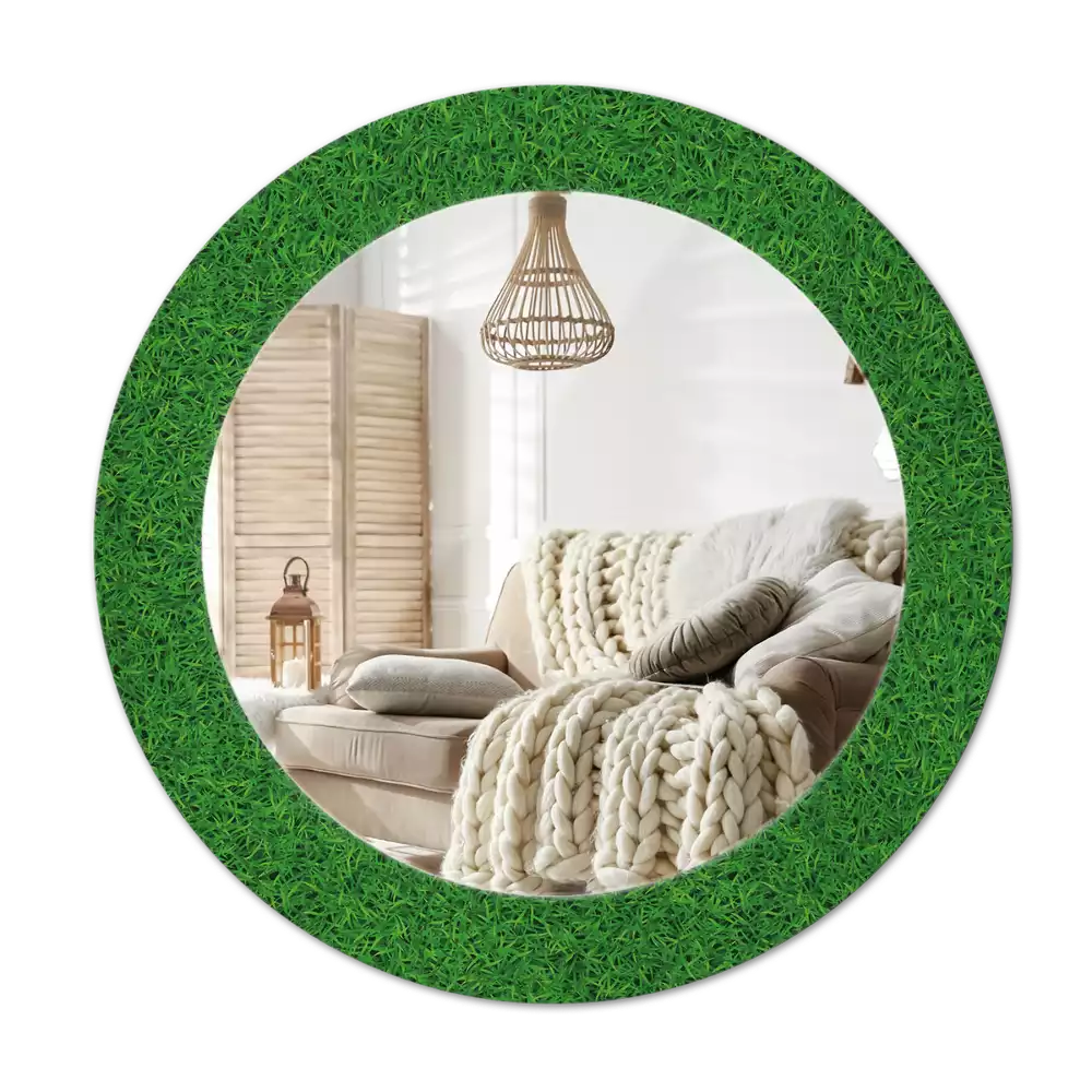 Ronde spiegel met decoratie Groen gras