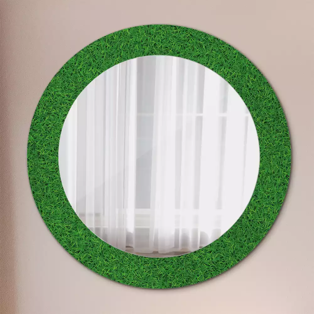 Ronde spiegel met decoratie Groen gras