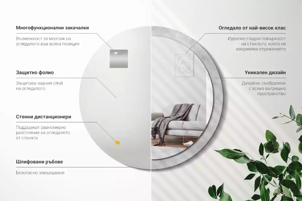 Bedrukte ronde spiegel Betonnen textuur