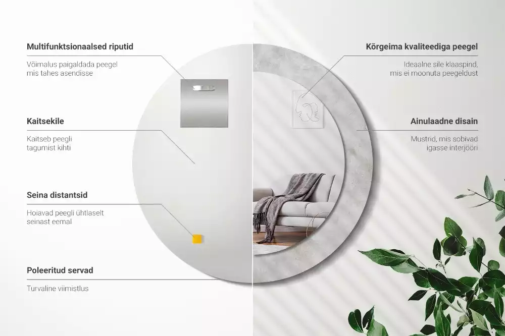 Bedrukte ronde spiegel Betonnen textuur