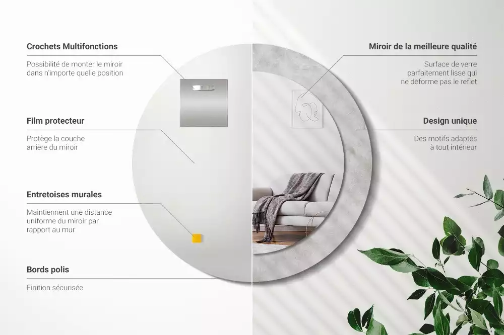 Bedrukte ronde spiegel Betonnen textuur