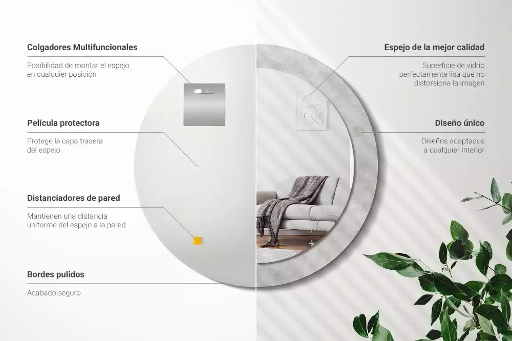 Bedrukte ronde spiegel Betonnen textuur