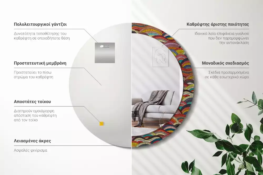 Ronde spiegel met decoratie Ornament