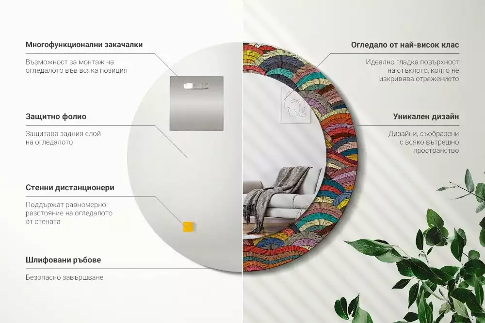 Ronde spiegel met decoratie Ornament