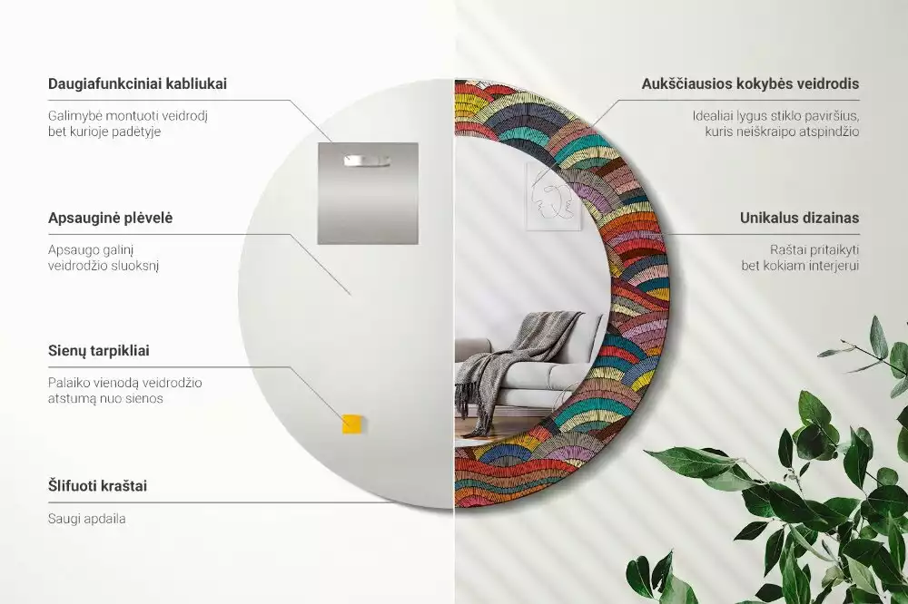 Ronde spiegel met decoratie Ornament