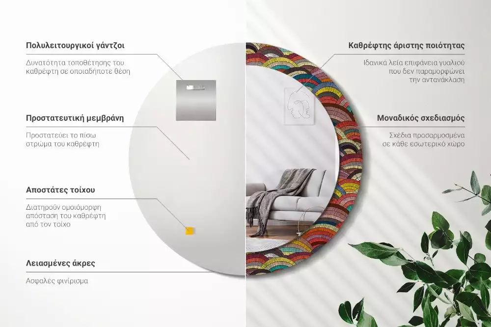 Ronde spiegel met decoratie Ornament