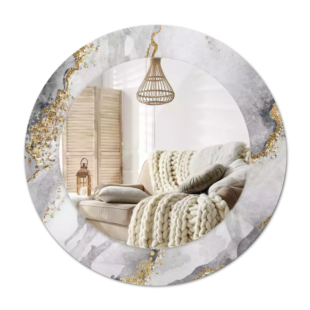 Ronde spiegel met decoratie Marmerpatroon