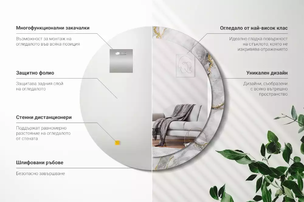 Ronde spiegel met decoratie Marmerpatroon