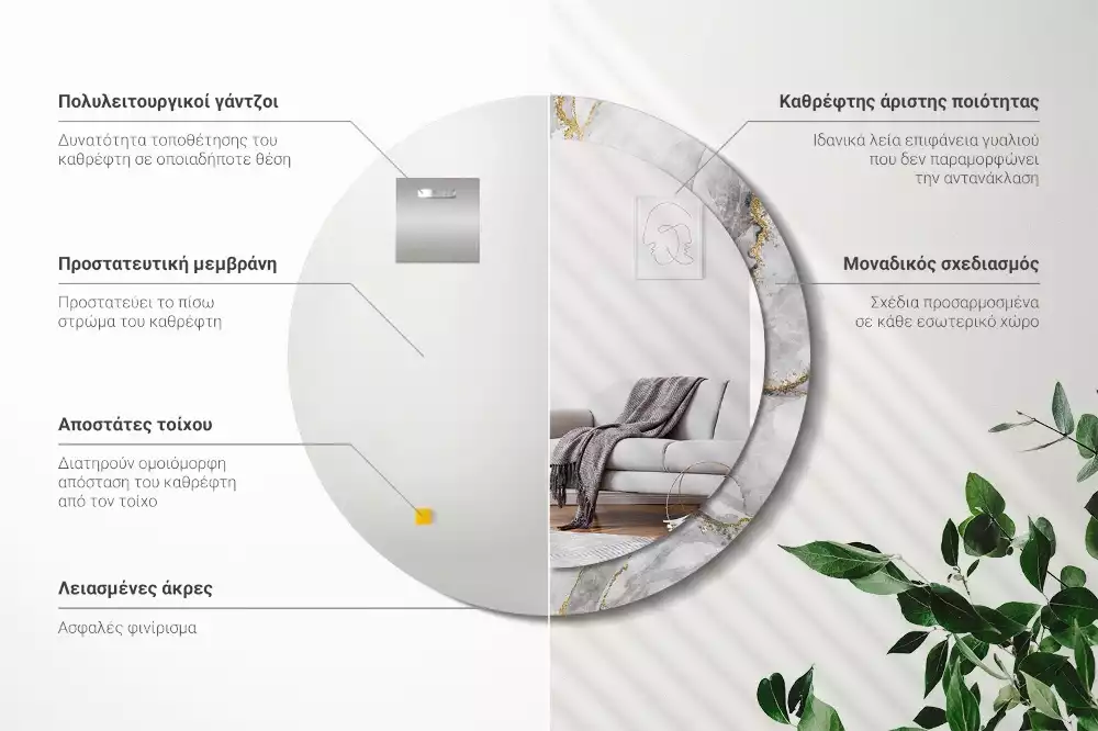 Ronde spiegel met decoratie Marmerpatroon