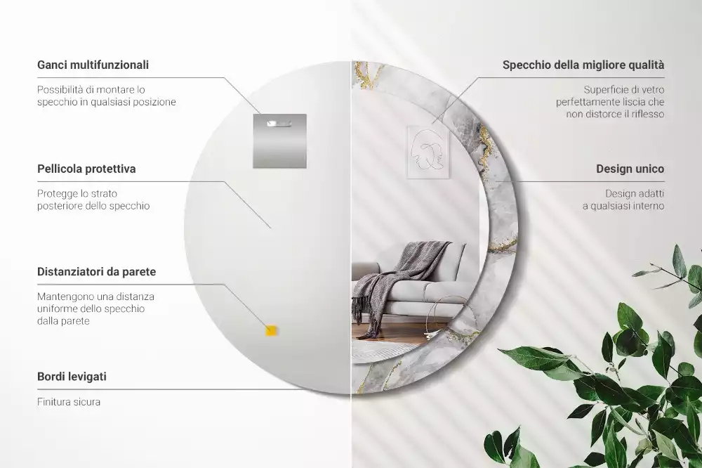 Ronde spiegel met decoratie Marmerpatroon