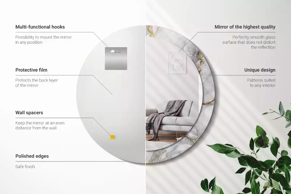 Ronde spiegel met decoratie Marmerpatroon