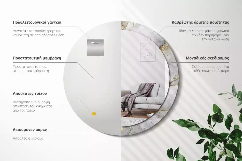 Ronde spiegel met decoratie Marmerpatroon