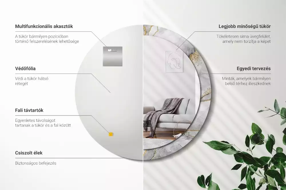 Ronde spiegel met decoratie Marmerpatroon